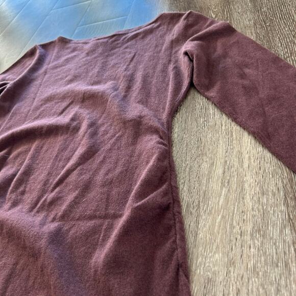 NWT Theory Boatneck Merlot 100% Cashmere Sweater Dress Sz Large Long Sleeve Midi - Picture 10 of 14